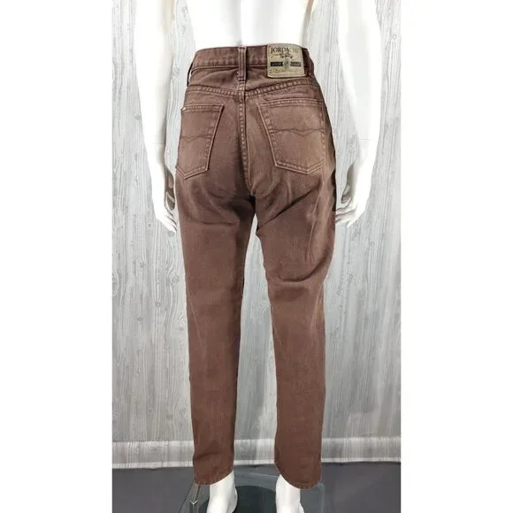 Vintage 90s Jordache Jean Mom Jean Tapered Leg High Waist Relaxed Brown Denim - Picture 4 of 8